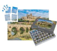 puzzleYOU : Smart Sorted® | Puzzle Photo 1000 pièces « Vue panoramique du Vieux Pont sur l'Orb avec la cathédrale Saint-Nazaire à Béziers »