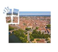puzzleYOU : Smart Sorted® | Puzzle Photo 1000 pièces « Vue panoramique par Drone des Maisons et des ponts sur la rivière Tarn de la Ville française de Montauban »