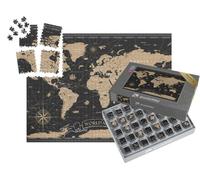 puzzleYOU : Smart Sorted® | Puzzle Photo 1000 pièces « World Map Vintage Black Golden Detailed - Vector »