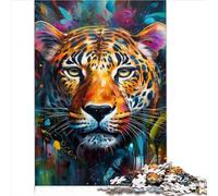 Puzzling for Gift African Leopard 1000 Piece Jigsaws for Adults Cardboard Puzzles for Adults Kids 12+ with Matching Poster and Trivia Sheet 1000pcs(26x38cm)