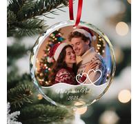 Puzzlo Boule de Noel Personnalisée avec Photo & Text pour Couple Copain Copine Homme Femme, Décoration Noël Sapin Personnalisable pour Notre Premier Noel, Idee Cadeau Noël Couple Original Personnalisé