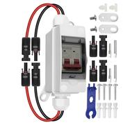 PV Circuit Breaker 32A DC500V Solar Disconnect Switch 1 in 1 Out with Cable Solar Plug and Mounting Bracket IP65 Waterproof for Solar Installation