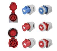 PVASROQWM Connecteurs électriques industriels 16 A/32 A, 3 Broches/4 Broches/5 Broches, étanches IP67, Montage Mural, 1/5/20 pièces(32A Wall Mounted,20 PCS-5P IP67)