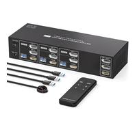 PVBCTCSID 8K60Hz HDMI Displayport KVM Switch 3 PC 3 Monitors 4K144Hz Commutateurs KVM USB Pour 3 PC Partager 3 Écran Et 1 Jeu De Clavier Et De Souris Support Du Mode Étendu Télécommande IR Incluse