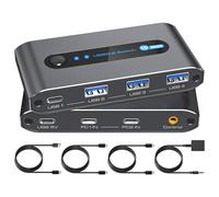 PVBCTCSID Commutateur USB 3.2 10 Gbit/s - 2 ordinateurs partagent les ports USB A/C - Prend en charge l'entrée USB C pour souris, clavier, imprimante avec contrôleur de bureau