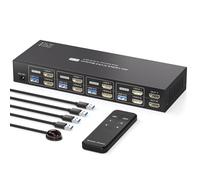 PVBCTCSID HDMI KVM Switch 4 PC 2 Monitor 4K60Hz Emulation Edid Commutateurs KVM 4 In 2 Out HDMI USB 3.0 Switch Pour 4 Ordinateurs 2 Moniteurs Et 4 Périphériques USB 3.0 Avec Télécommande IR