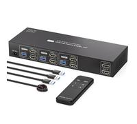 PVBCTCSID Switch KVM 3 PC 2 Monitor HDMI 4K60Hz Emulation Edid USB 3.0 Switch Commutateurs KVM Dual Monitor 3 Ports Pour 3 Ordinateurs 2 Moniteurs Et 4 Périphériques USB 3.0 Avec Télécommandes