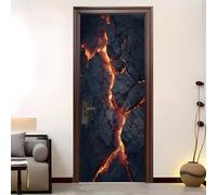 PVC Amovible Imperméable Autocollant Porte 77 x 200 cm Fluide De Fissure De Lave 3D Stickers Porte Faciles à Appliquer Peinture Murale Sombre Pour Chambre à Coucher Salon Salle