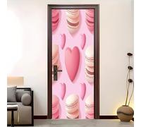 PVC Amovible Imperméable Autocollant Porte 83 x 205 cm Forme De CœUr OnduléE Romantique 3D Stickers Porte Faciles à Appliquer Peinture Murale Rose Pour Chambre à Coucher Salon Salle