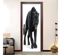 PVC Amovible Imperméable Autocollant Porte 83 x 205 cm LéOpard Animal 3D Stickers Porte Faciles à Appliquer Peinture Murale Blanc Pour Chambre à Coucher Salon Salle
