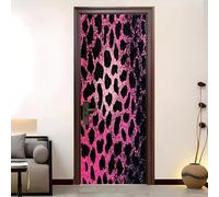PVC Amovible Imperméable Autocollant Porte 90 x 200 cm Imprimé LéOpard Animal Abstrait 3D Stickers Porte Faciles à Appliquer Peinture Murale Noir Pour Chambre à Coucher Salon Salle