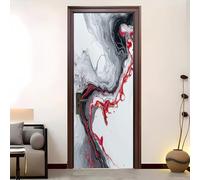 PVC Amovible Imperméable Autocollant Porte 95 x 205 cm Art Fluide Abstrait 3D Stickers Porte Faciles à Appliquer Peinture Murale Blanc Pour Chambre à Coucher Salon Salle