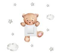 PVC Autocollant Mural Ours Cartoon 1 Set pour Interrupteur et Lampe | Décor Brillant, Pose Facile, Motif Mignon pour Salon et Chambre D’garçon Fille, Style Simple