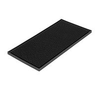 PVC Bar Mat | Secure Grip Coaster for Glasses/Cups/Kitchen | Soft Black Drip Tray Preserves Countertops | 3 Dimensions Offered (Xiaofang)