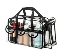 PVC Clear Makeup Bag with Zipper - Waterproof Transparent Tote, Easy Carry Travel Bag, Clear Travel Toiletries Toiletry Bags, Cosmetic Organizer for Toiletries Brushes Lotion Soap Lipsticks