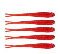 PVC Fishing Lures 10 Pack | 13cm Lifelike Bait with Fish Attractant Scent | Saltwater/Freshwater Soft Lures for Bass/Trout/Catfish | Reusable Sustainable Design (Red)