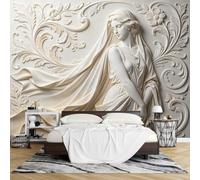 PVC Papier Peint, Papier Peint Mural Adhésif 3D en Relief 180 x 280 cm Motif Déesse Classique Effet Relief Amovible Imperméable Idéal pour Décorer Un Mur D'Accent Dans Un Salon Ou Une Chambre.