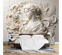 PVC Papier Peint, Papier Peint Mural Adhésif 3D en Relief Représentant Une Déesse Classique (290 x 480 Cm) Motif Floral Effet Texturé Amovible Imperméable Idéal pour la Décoration Des Murs Du