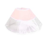PVC Pet Elizabeth Circle for Cats and Dogs, Soft Healing Recovery Protective Collar, Anti Bite Anti Scratch Head Cover with Hook and Loop Closure, Lightweight Cone in Light Pink PE (L)