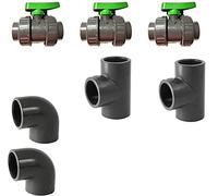 PVC Pression Kit Bypass 50mm 3 X Vannes 50mm / 2 X Té 50mm / 2X Coudes 50MM