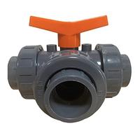 PVC Robinet à boisseau sphérique 3 voies Alésage en T 32 mm | Sanitaire Piscine étang | Raccord 3 x 32 mm