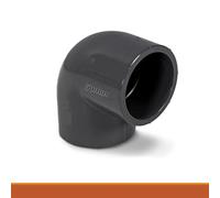 PVC-U coudé à 90° 50 mm | Manchon adhésif pour tuyaux | 16 bar résistant à la pression | Résistant à la corrosion et durable