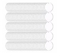 Pvczool 200 PièCes SéRie Rond Acrylique Porte-CléS Blancs 2 Pouces Clair Acrylique Cercles Disques Transparent pour Bricolage Porte-CléS Projet D'Artisanat
