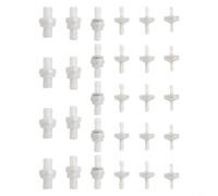PVDF Clapet anti-retour en plastique avec membrane en silicone pour systèmes à gaz, vide et pneumatiques - Kit de 28 pièces de valve anti-retour en tailles 1/8" à 1/2" (blanc)