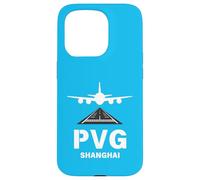 PVG Airport Shanghai, China Airplane atterrissage sur Piste Coque pour iPhone 15 Pro