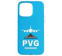 PVG Airport Shanghai, China Airplane atterrissage sur Piste Coque pour iPhone 15 Pro Max
