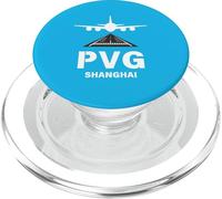 PVG Airport Shanghai, China Airplane atterrissage sur Piste PopSockets PopGrip pour MagSafe