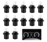 Pvgbmxf Lot de 12 Ampoules LED T5 pour Tableau de Bord de Voiture | Ampoules Led T5 B8.5d Pour Tableau Éclairage Compteur de Vitesse, Odomètre et Console Centrale, Lumière Chaude Rétro