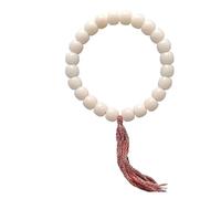 PVGYUJFD Bracelet à Perles, Bracelet de Perles de Racine de Bodhi en Jade Blanc, Pompon Fait à la Main, Perle de Bouddha, prière de Formation