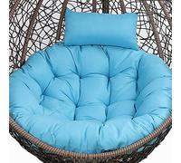 PVGYUJFD Coussin pour Chaise œuf, Coussin de siège de Chaise pivotante Suspendue d'extérieur, Coussin de Chaise hamac de Jardin Rond épais avec Appui-tête réglable, Coussins de Chaise lavables(Blue)