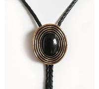 PVGYUJFD Cravates pour Hommes, Corde en Cuir créative Cercle décontracté Empreinte Digitale gemme Western Rodeo Bola Cravate, rétro nouveauté Bijoux Cravate à Cordon