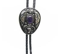 PVGYUJFD Cravates pour Hommes, Cravates - Plume en Relief Agate Cristal Bola Cravate Rétro Tendance Shoestring Cravate, Hip Hop Mode Costume Chemise Accessoires Bijoux Cadeau(Purple)