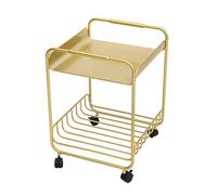 PVGYUJFD Étagère de Rangement Table d'appoint, Luxe léger Nordique et Rangement de Salon Simple en Fer, Table d'angle de canapé Mobile, Petite Table à thé Double Couche avec roulettes