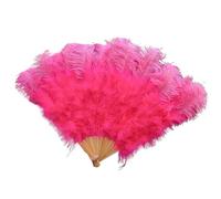 PVGYUJFD Éventail à Plumes, Folding Feather Fans 1-2 pièces Ventilateurs de Plumes 90-130 cm Grand Ventilateur Pliant à Main Accessoire Performance scène Carnaval Hand Fan(Red,90CM)