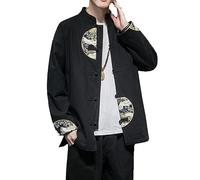 PVGYUJFD Robes de mariée de Style Chinois, Costume Tang Chinois, Chemise Haute Traditionnelle Chinoise Kung Fu for Hommes, Manteau de Costume brodé à la Main Style Vintage(Black,5XL)