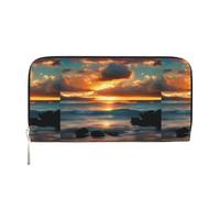 pvinnk Beach Maui Hawaii Sunset Sea Waves Clouds Print Elegant Leather Hand Wallet Women Capacity Big Casual Wallet Travel Ready Wallet, noir, One Size, Art