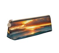 pvinnk Beach Maui Hawaii Sunset Sea Waves Nuages Trousse à crayons élégante et pratique Grande capacité Triangle Trousse à crayons avec fermeture éclair