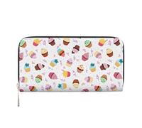 pvinnk Delicious Cupcakes Portefeuille en cuir élégant pour femme Capacité Grand portefeuille décontracté Prêt à voyager, noir, One Size, Art