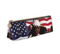 pvinnk Grande trousse à crayons triangulaire avec fermeture éclair Motif aigle à tête blanche avec drapeau américain