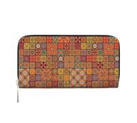 pvinnk Group of Marocain Géométrique Imprimé Élégant Portefeuille Main Cuir Femmes Capacité Grand Portefeuille Décontracté Portefeuille Voyage Prêt à l'emploi, noir, One Size, Art