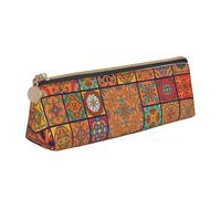 pvinnk Group of Trousse à crayons avec motif géométrique marocain, élégante et pratique, grande capacité, triangulaire, avec fermeture éclair