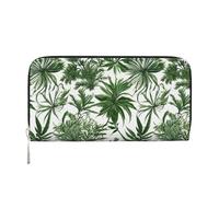 pvinnk Herbes florales et plantes herbacées imprimé élégant portefeuille en cuir pour femme capacité grand portefeuille décontracté portefeuille prêt à voyager, noir, One Size, Art