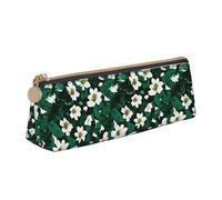 pvinnk Hunter Trousse à crayons triangulaire avec fermeture éclair Motif pétales de fleurs Vert