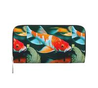 pvinnk Joli portefeuille en cuir élégant avec imprimé poisson koï pour femme, noir, One Size, Art