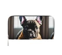 pvinnk Portefeuille à main en cuir élégant avec imprimé bouledogue français pour femme, grand portefeuille décontracté, portefeuille de voyage prêt à l'emploi, noir, One Size, Art