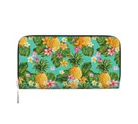 pvinnk Portefeuille à main en cuir élégant avec imprimé fruits tropicaux ananas pour femme, grande capacité, style décontracté, prêt à voyager, noir, One Size, Art